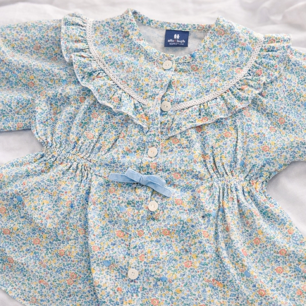 Allo & Laugh Korea Floral Blouse – Cotton | Baby Dress or Toddler Top (1–2Y)